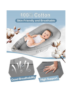 Cuna para Bebés Baobrava 100% Algodón Gris Brumoso 0-24 Meses 2