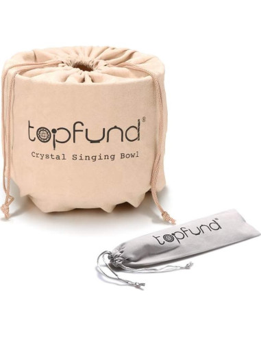 Cuenco de Canto de Cristal TOPFUND 20 cm Índigo 440 Hz con Funda