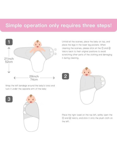 Envoltura de Swaddle Ajustable Sleepyturtle - 3 Piezas para Bebés 0-3 Meses