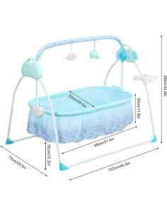 Cuna eléctrica TFCFL azul 0-18 meses con oscilación y música 2