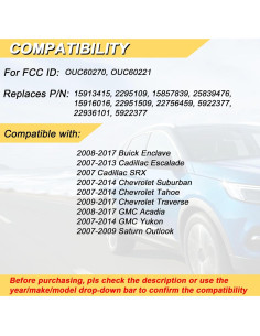 Control Remoto Llavero Vurkcy para Chevy y GMC 5 Botones 2