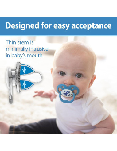 Chupete Dr. Brown's Advantage Azul 6-18m Brilla en la Oscuridad