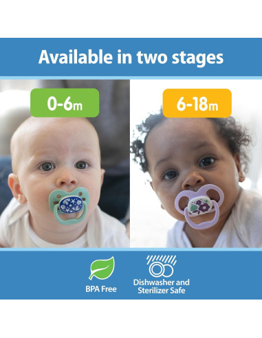 Chupete Dr. Brown's Advantage Azul 6-18m Brilla en la Oscuridad