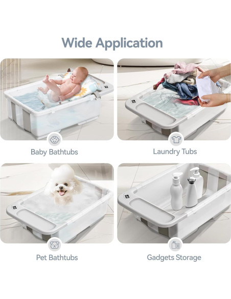 Bañera Plegable para Bebés Elyelsanns con Soporte y Termómetro Bañera Plegable para Bebés Elyelsanns con Soporte y Termómetro