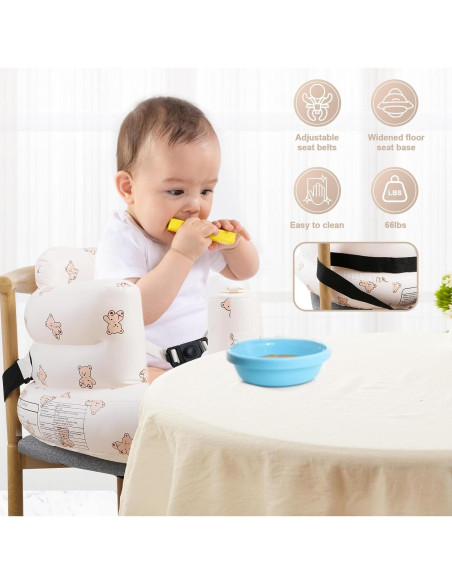 Asiento Inflable para Bebés Marrón Oso con Cinturón 3 Puntos