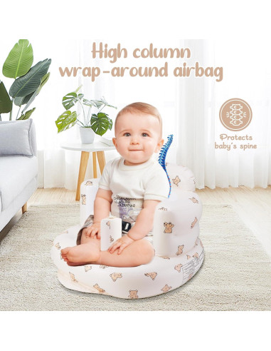 Asiento Inflable para Bebés Marrón Oso con Cinturón 3 Puntos