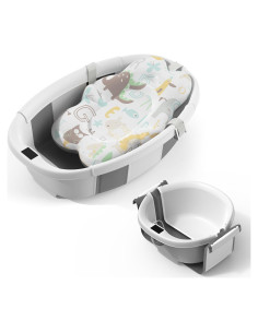 Bañera Plegable para Bebés TOSGN con Cojín y Termómetro