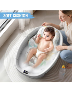 Bañera Plegable para Bebés TOSGN con Cojín y Termómetro 2