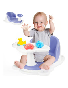 Asiento de Baño para Bebés OMYBaby Azul con Bandeja Desmontable