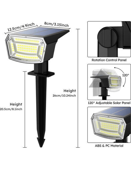 Luces Solares LED TECKNET 4 Pzs 59 LEDs IP65 Jardín