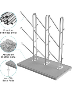 Estante para Secar Biberones NiHome de Acero Inoxidable 9 Biberones 2