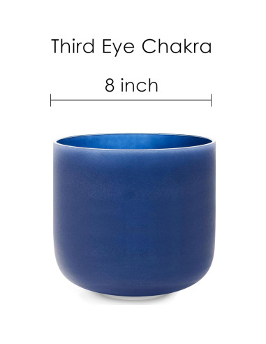 Cuenco de Canto de Cristal TOPFUND 20 cm Índigo 440 Hz con Funda