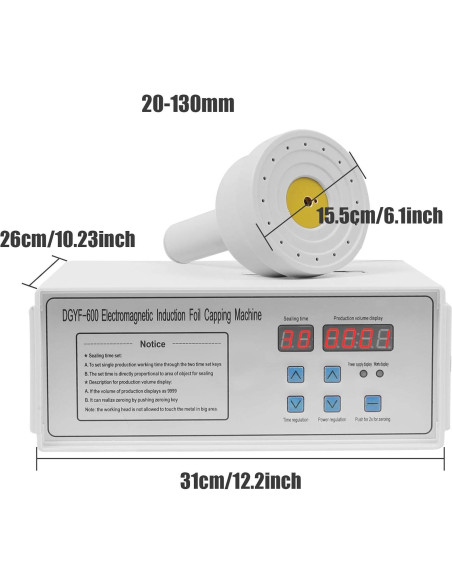Sellador de Inducción Portátil AnEssOil 20-130mm 110V