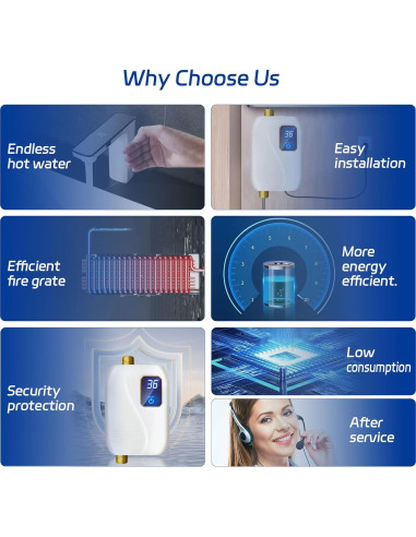 Calentador de Agua Eléctrico Sin Tanque 3000W xwdzswgs