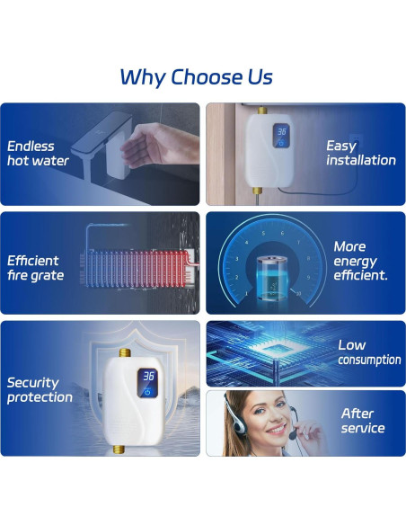 Calentador de Agua Eléctrico Sin Tanque 3000W xwdzswgs