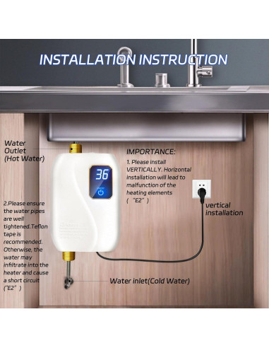 Calentador de Agua Eléctrico Sin Tanque 3000W xwdzswgs
