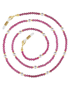 Cadena de Gafas Pasión Rosa - Perlas y Cristales Elegantes