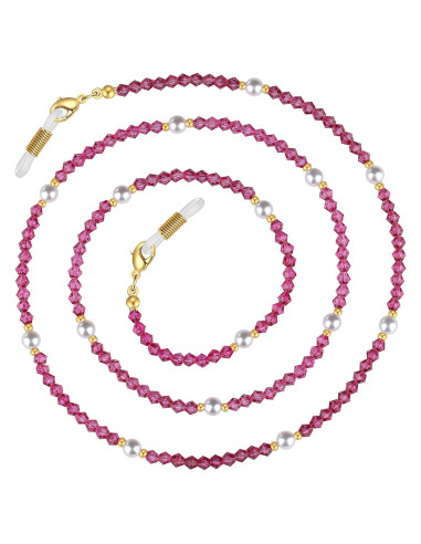 Cadena de Gafas Pasión Rosa - Perlas y Cristales Elegantes