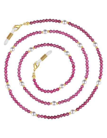 Cadena de Gafas Pasión Rosa - Perlas y Cristales Elegantes