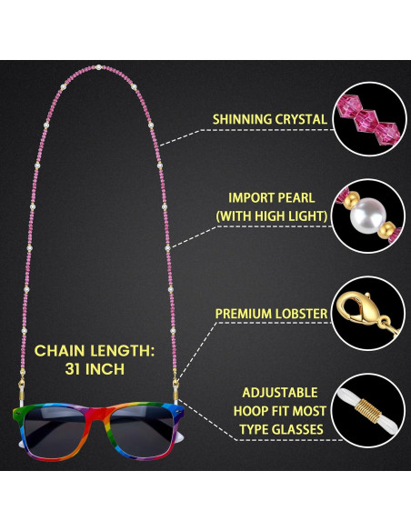 Cadena de Gafas Pasión Rosa - Perlas y Cristales Elegantes
