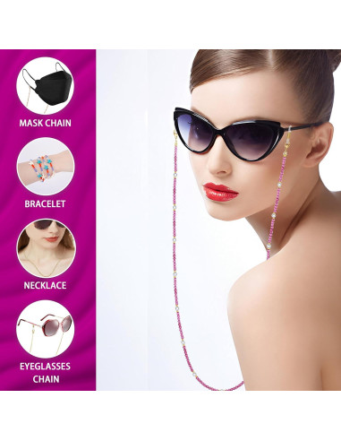 Cadena de Gafas Pasión Rosa - Perlas y Cristales Elegantes