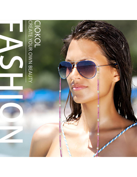 Cadena de Gafas Pasión Rosa - Perlas y Cristales Elegantes