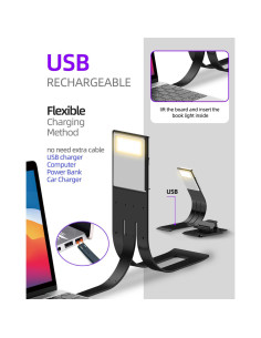 Marcador de libro con luz LED QDPKPI, 3 temperaturas, recargable 2