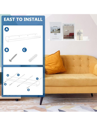 Estantes Flotantes Transparentes Kathfly 61 cm - 8 Piezas