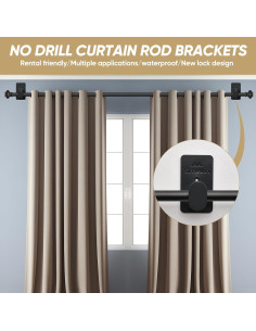 Soportes de Barra de Cortina Sin Perforación SIMEWIN 2 Piezas Negros 2