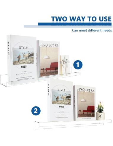 Estantes Flotantes Transparentes Kathfly 61 cm - 8 Piezas