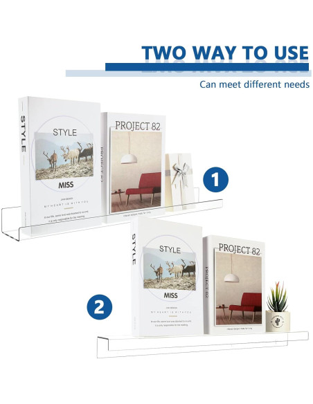 Estantes Flotantes Transparentes Kathfly 61 cm - 8 Piezas