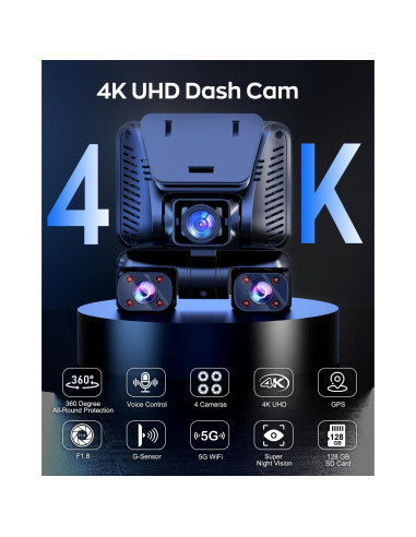 Cámara Dash 4K Driveye D7 con GPS y Wi-Fi 128GB
