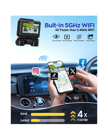 Cámara Dash 4K Driveye D7 con GPS y Wi-Fi 128GB