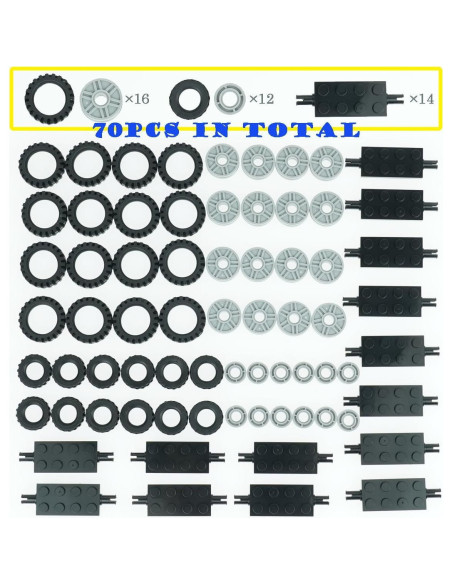 Juego de Ruedas y Neumáticos Pasacho 70 Piezas para Autos