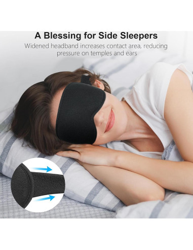 Gritin Máscara de Sueño 3D Negra Sin Presión y Ajustable