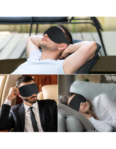 Gritin Máscara de Sueño 3D Negra Sin Presión y Ajustable