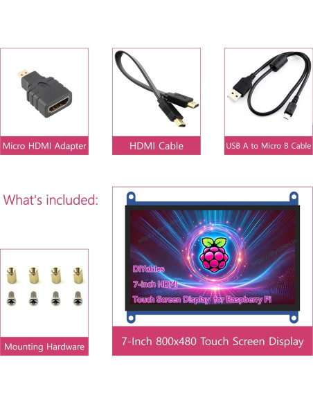Pantalla Táctil 7" DIYables para Raspberry Pi - Monitor HDMI