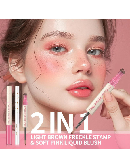 Kit de Sello de Pecas Falsas QIUFSSE 2 en 1 Rubor y Pecas