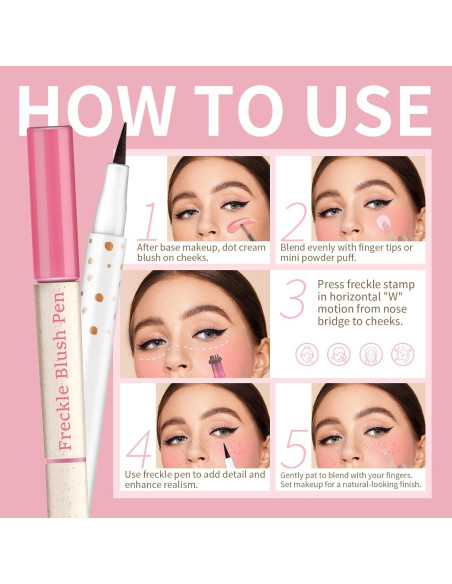 Kit de Sello de Pecas Falsas QIUFSSE 2 en 1 Rubor y Pecas