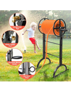 Carrete de Manguera de Jardín Fomidao 200FT Metal Resistente 2