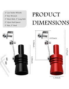 Silbato Turbo de Coche YGDMD 2PCS Aluminio Rojo y Negro 2