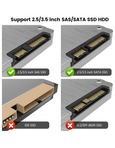 Adaptador de SAS a USB 3.0 INDMEM para HDD/SSD 2.5/3.5" 20TB 2