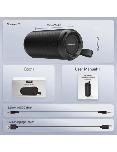 Altavoz Bluetooth FULMINARE HS12 26W Impermeable 16H Negro