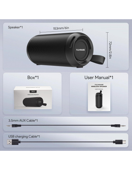 Altavoz Bluetooth FULMINARE HS12 26W Impermeable 16H Negro