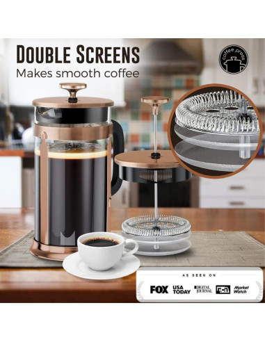 Cafetera Prensa Francesa EzDtach Acero Inoxidable 1L Cobre