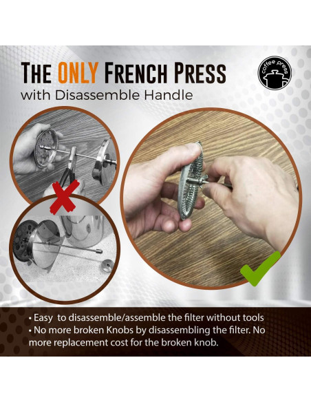 Cafetera Prensa Francesa EzDtach Acero Inoxidable 1L Cobre