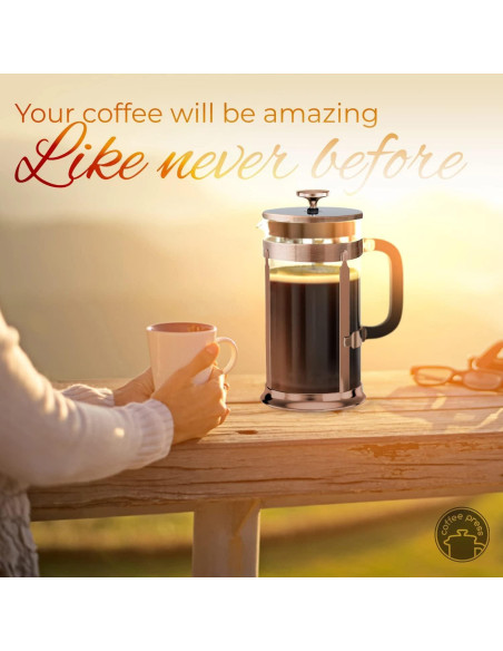 Cafetera Prensa Francesa EzDtach Acero Inoxidable 1L Cobre