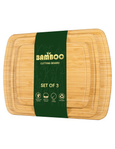 Juego de 3 Tablas de Cortar Baoee de Bambú Orgánico 44.5x31.5 cm