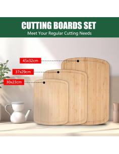Juego de 3 Tablas de Cortar Baoee de Bambú Orgánico 44.5x31.5 cm 2