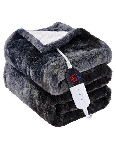 Manta Calentada Eléctrica HYLEORY 127x152 cm Negra 10 Niveles
